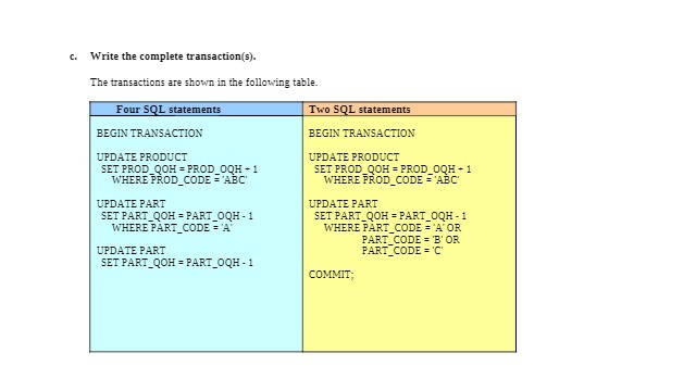 C. Write the complete transaction(s). The
