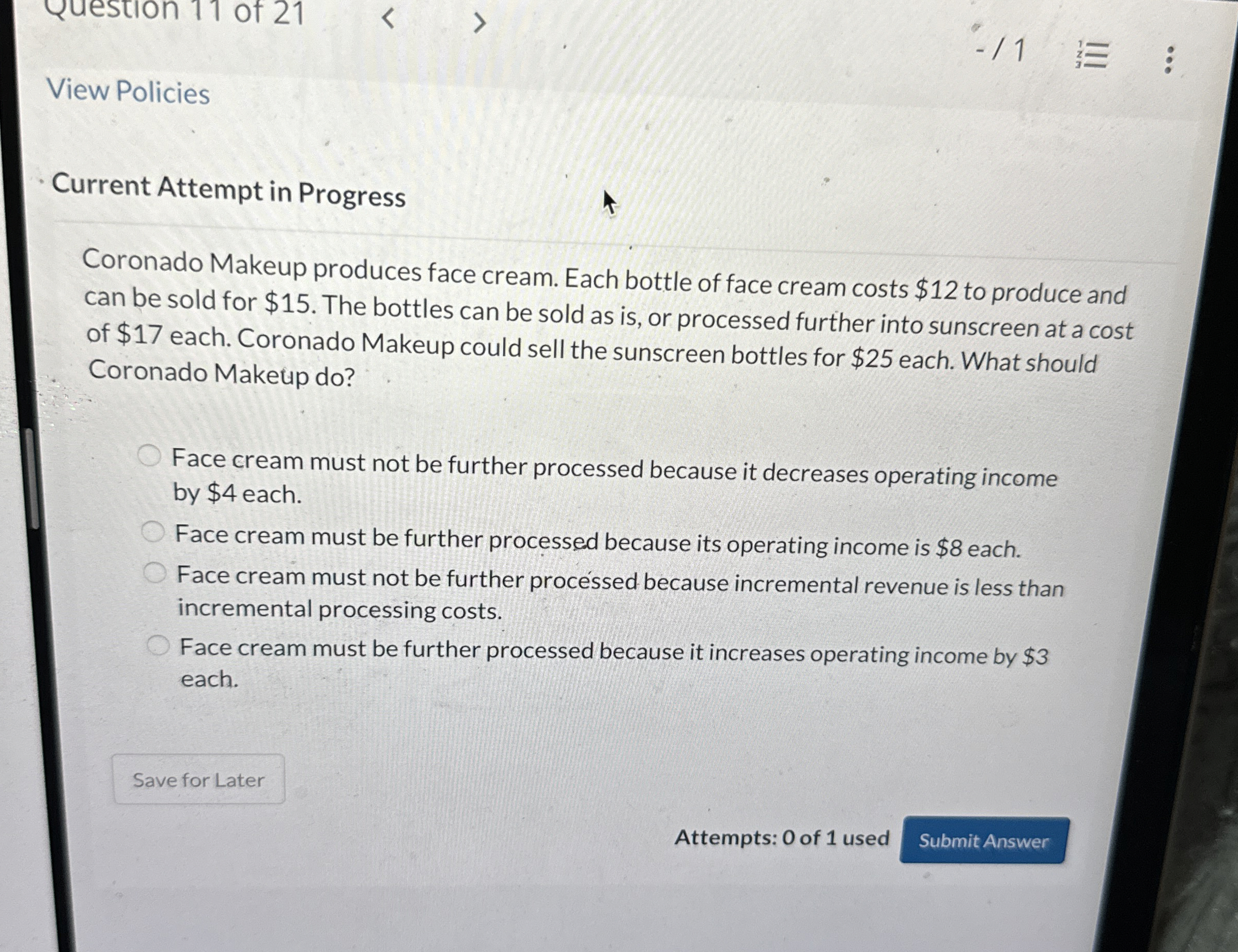 View Policies Current Attempt in Progress