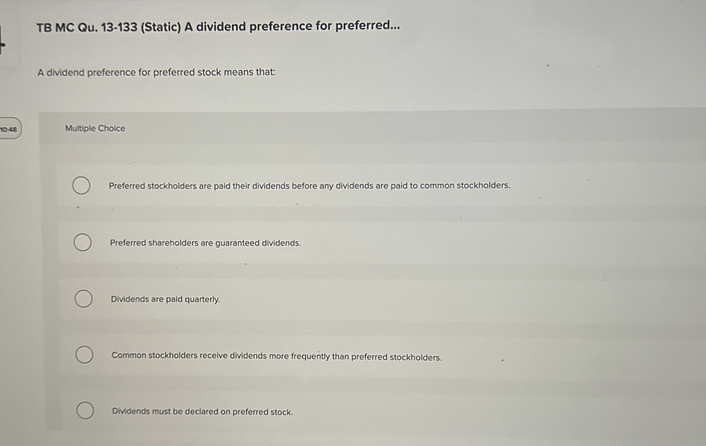 TB MC Qu . 1 3 - 1 3 3 ( Static ) A dividend