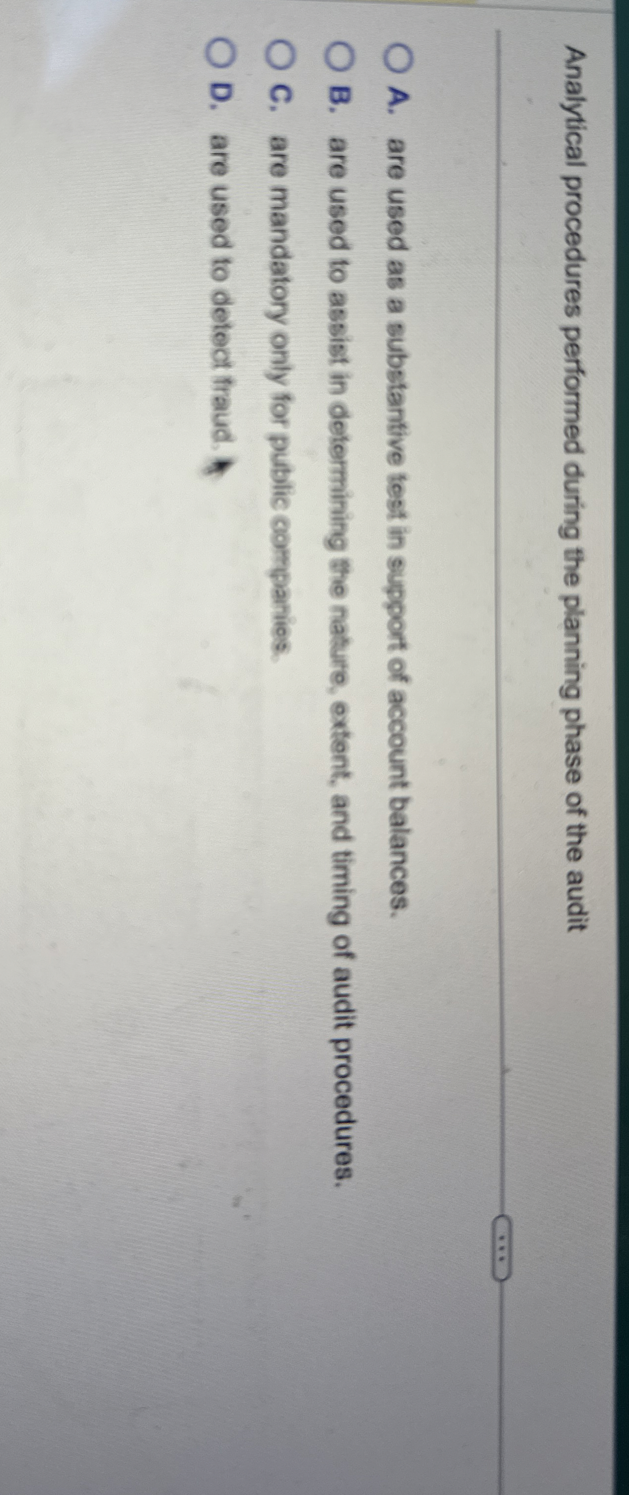 Analytical procedures performed during the