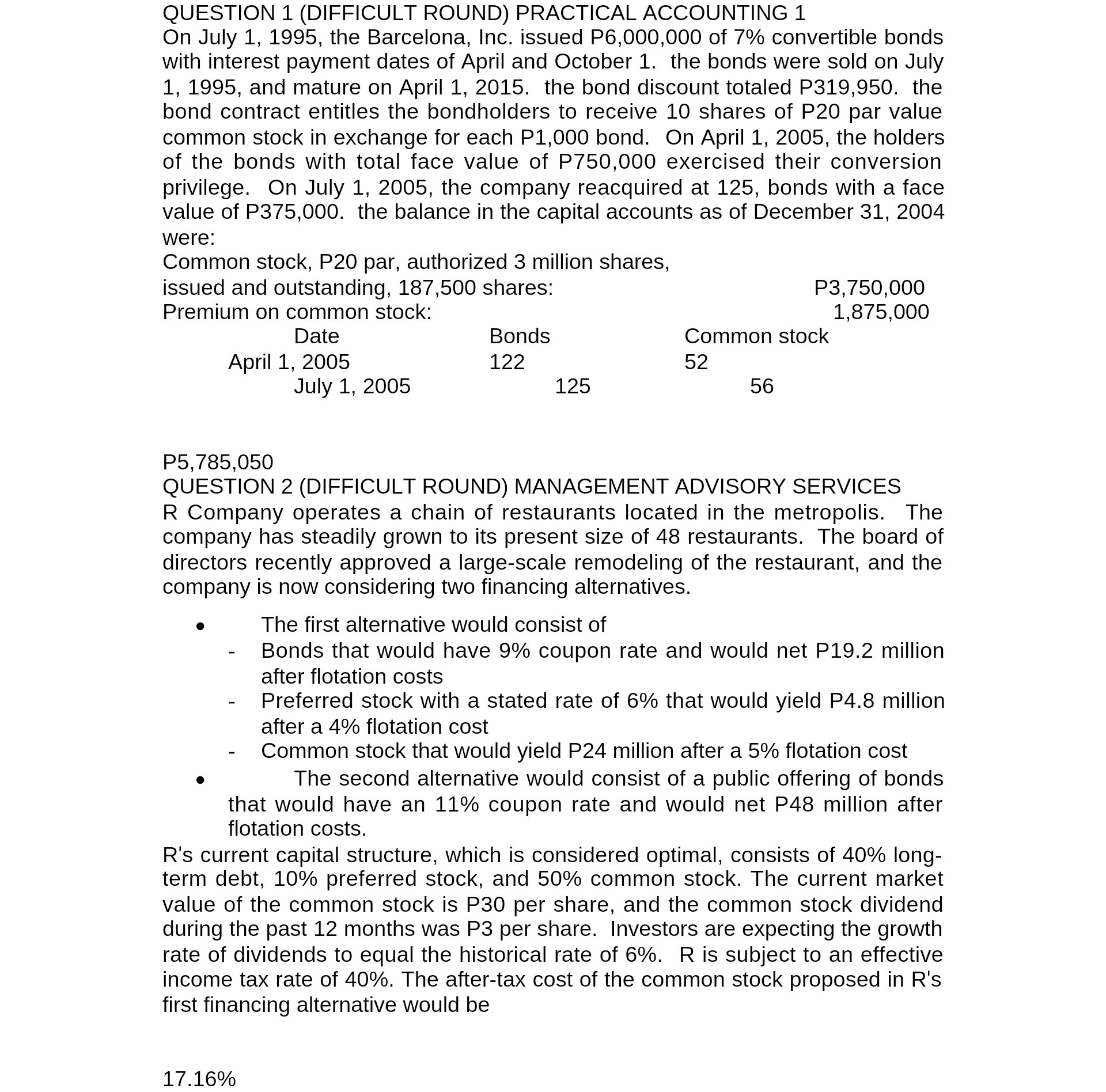 QUESTION 1 (DIFFICULT ROUND) PRACTICAL ACCOUNTING
