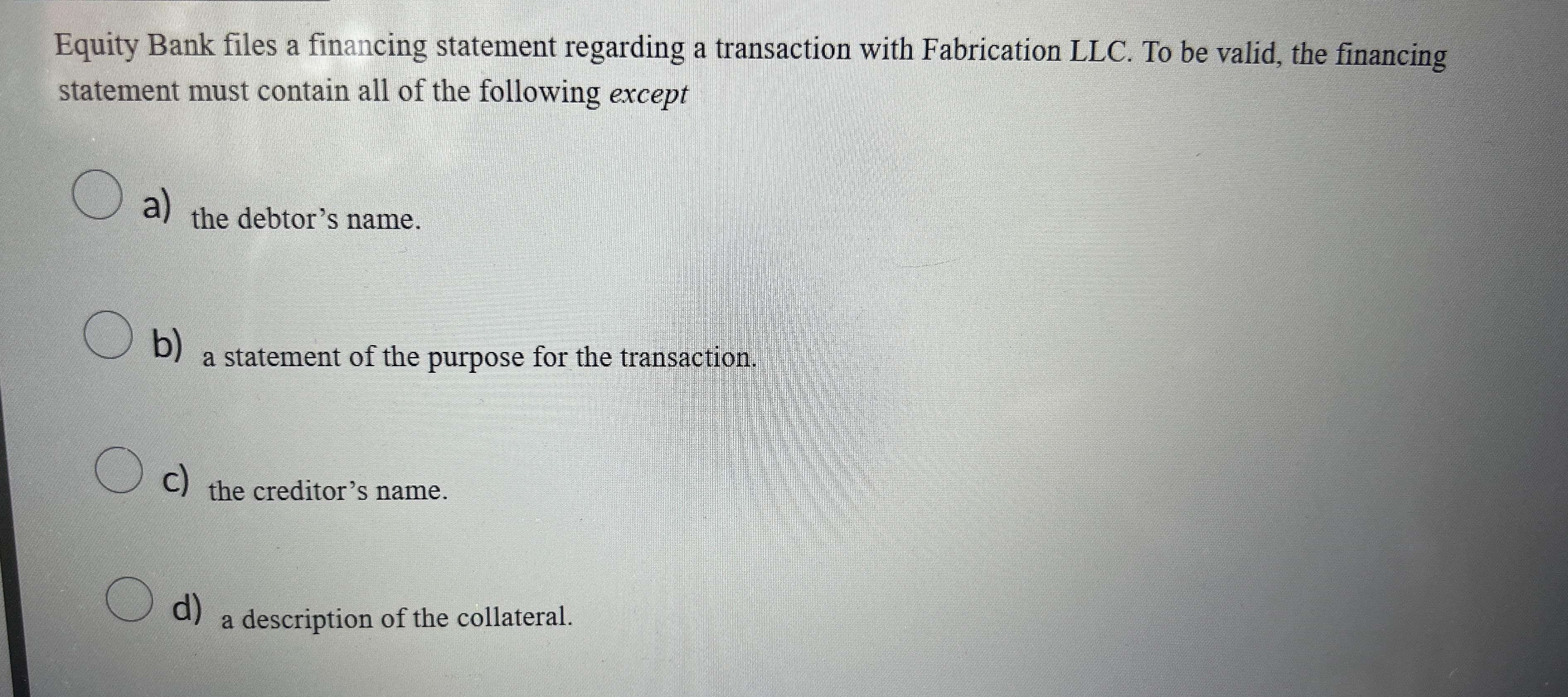 Equity Bank files a financing statement regarding