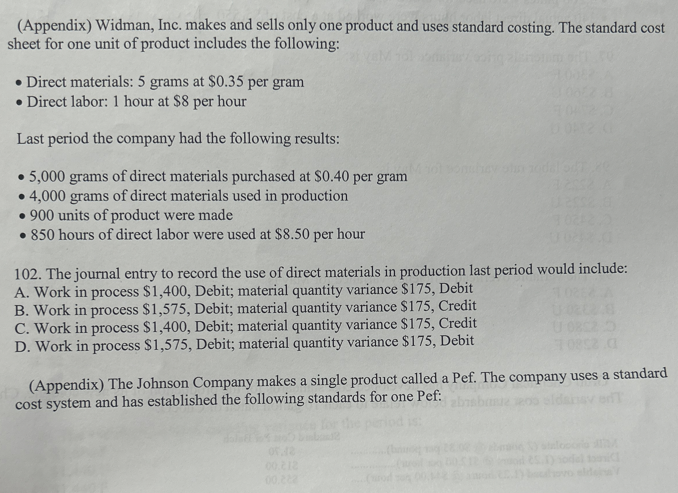 ( Appendix ) Widman, Inc. makes and sells only