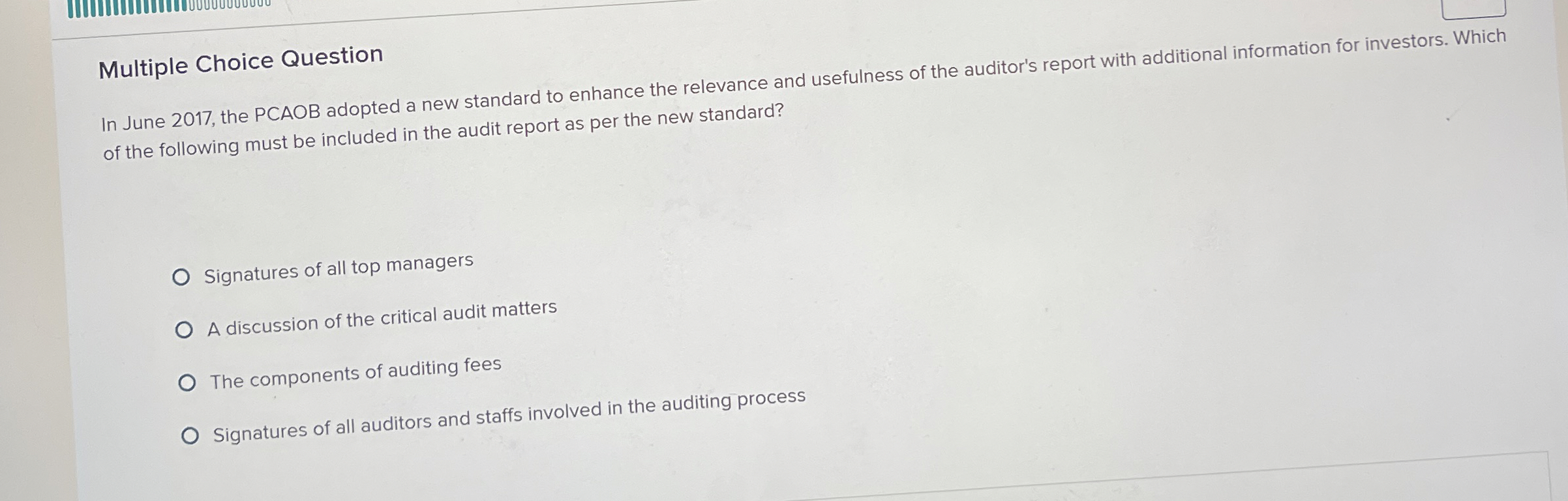 Multiple Choice Question In June 2 0 1 7 , the