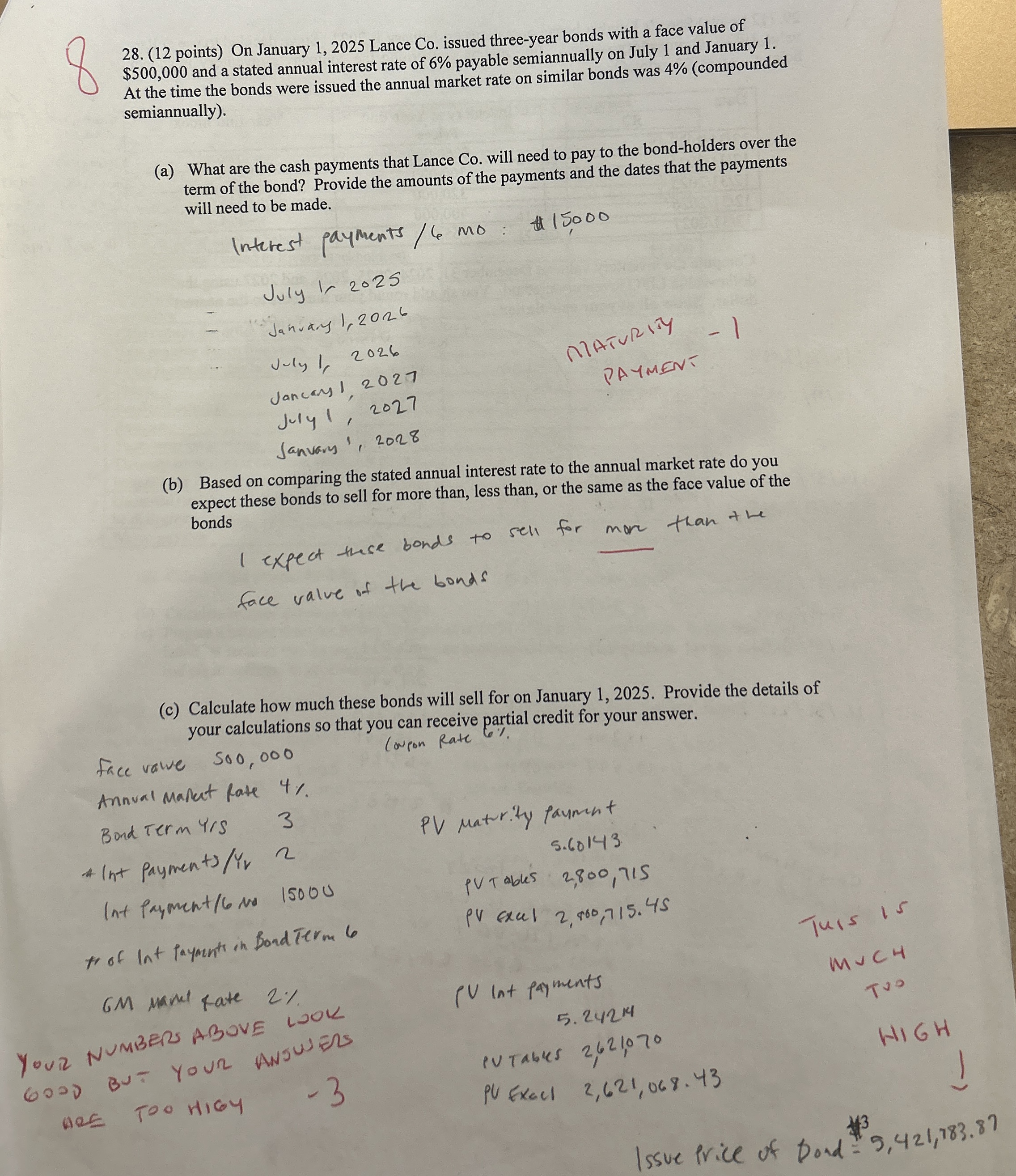 ( 1 2 points ) On January 1 , 2 0 2 5 Lance Co .