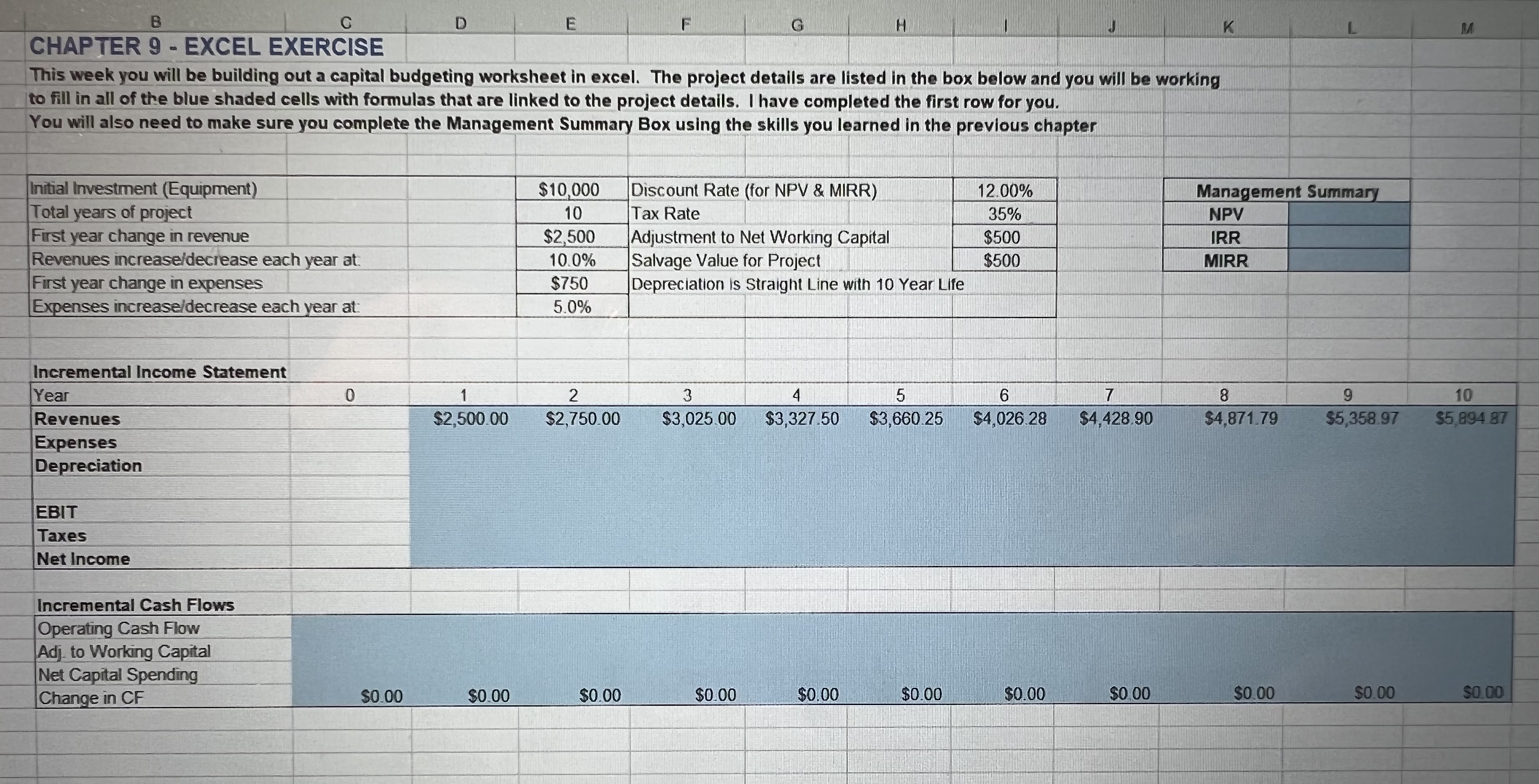 B C D E G H K CHAPTER 9 - EXCEL EXERCISE This