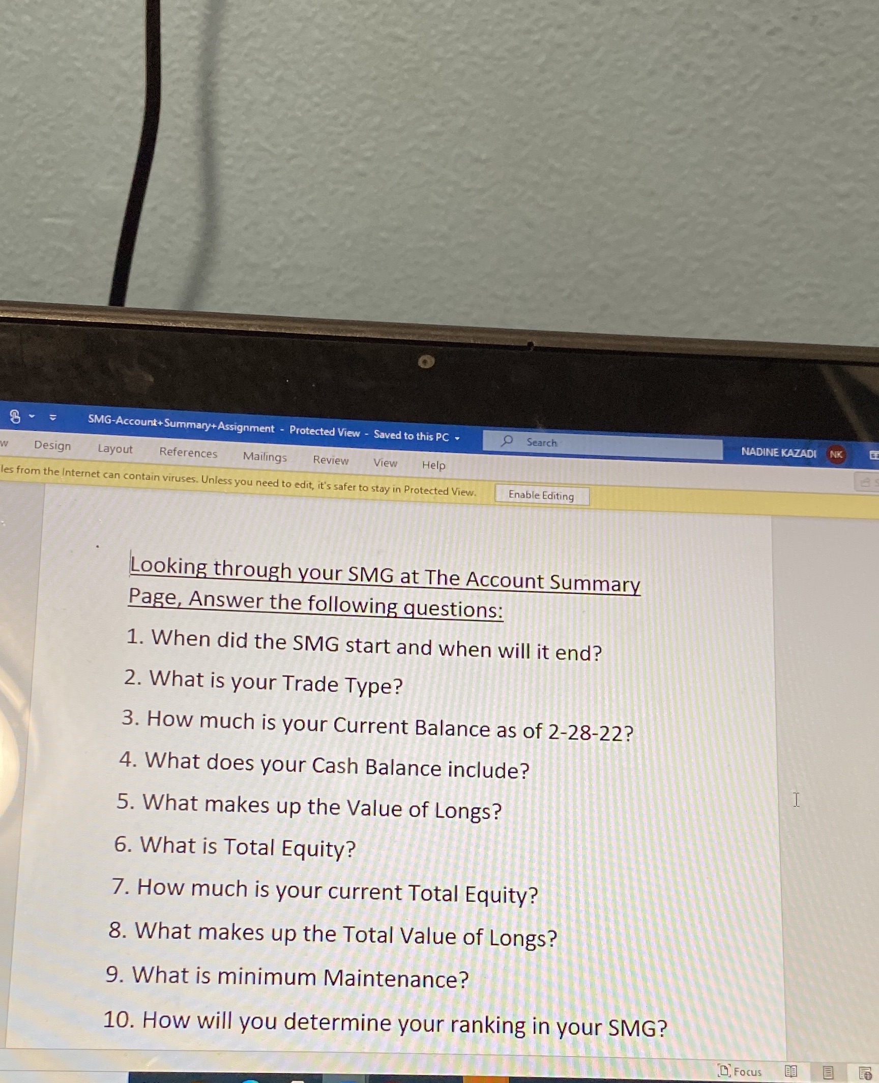 SMG-Account+Summary+Assignment - Protected View -