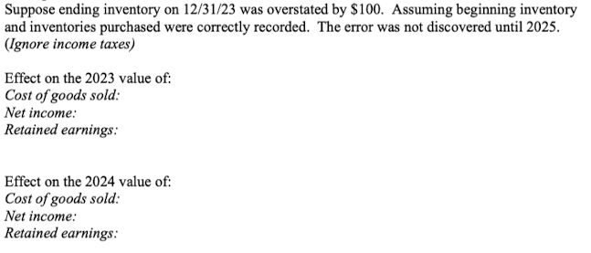 Suppose ending inventory on 1 2 / / 3 1 / / 2 3