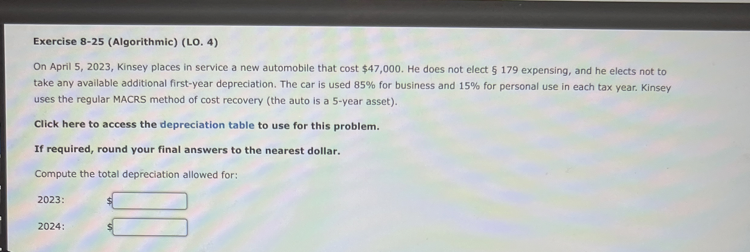 Exercise 8 - 2 5 ( Algorithmic ) ( LO . 4 ) On