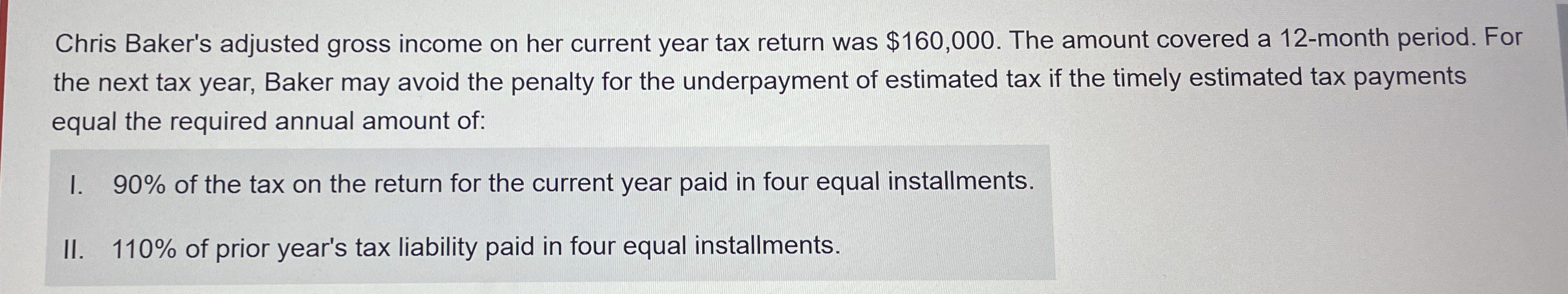 Chris Baker's adjusted gross income on her