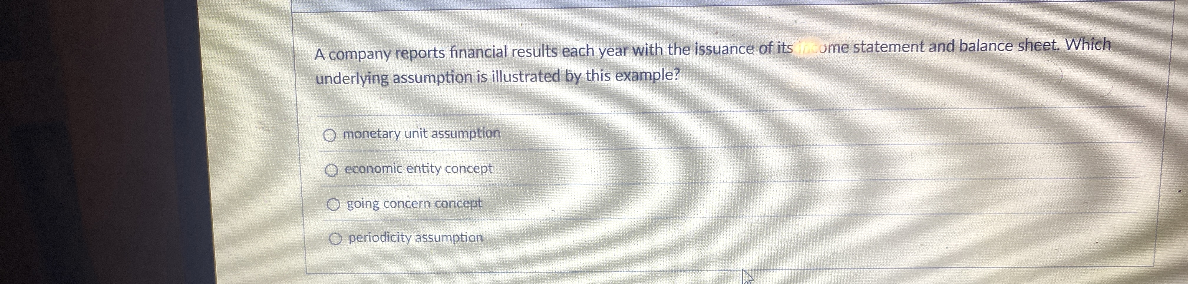 A company reports financial results each year