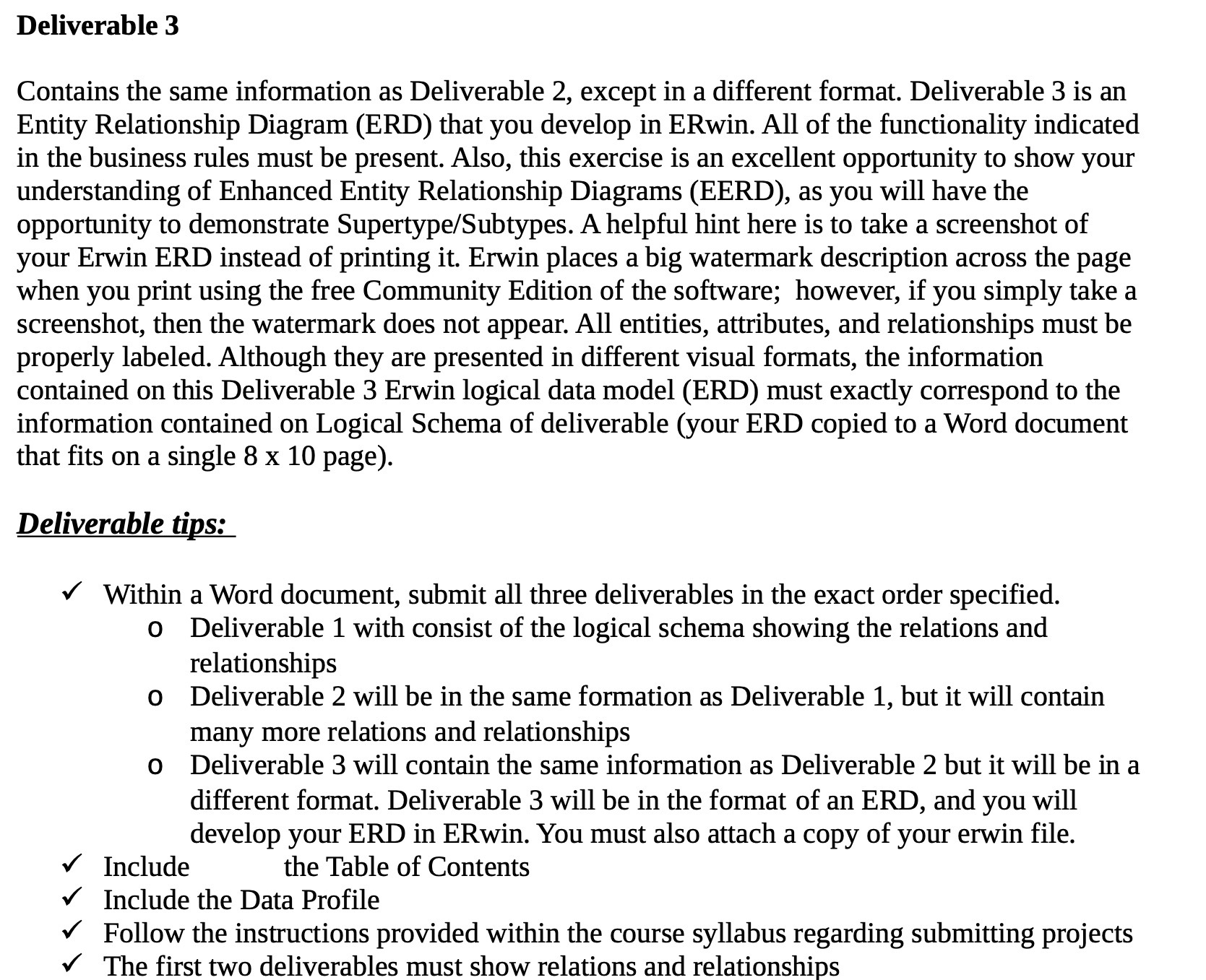 Deliverable 3 Contains the same information as