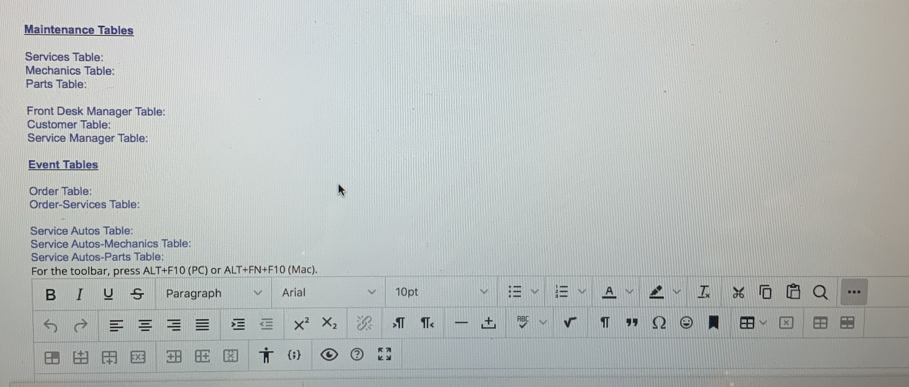 Make the logical model from the following REA