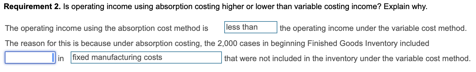 Requirement 2 . Is operating income using