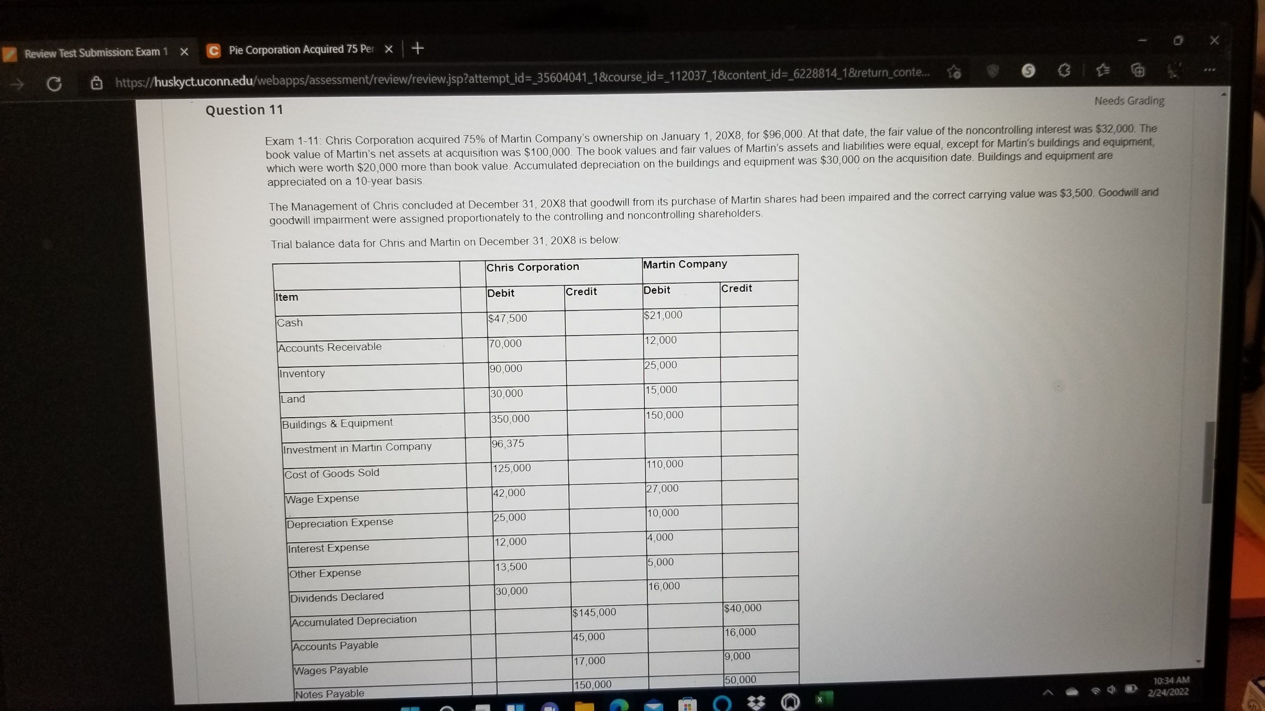Question 12 Needs Grading Exam 1-12: Continuing