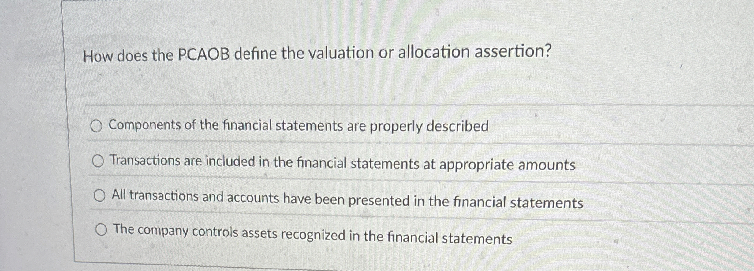 How does the PCAOB define the valuation or