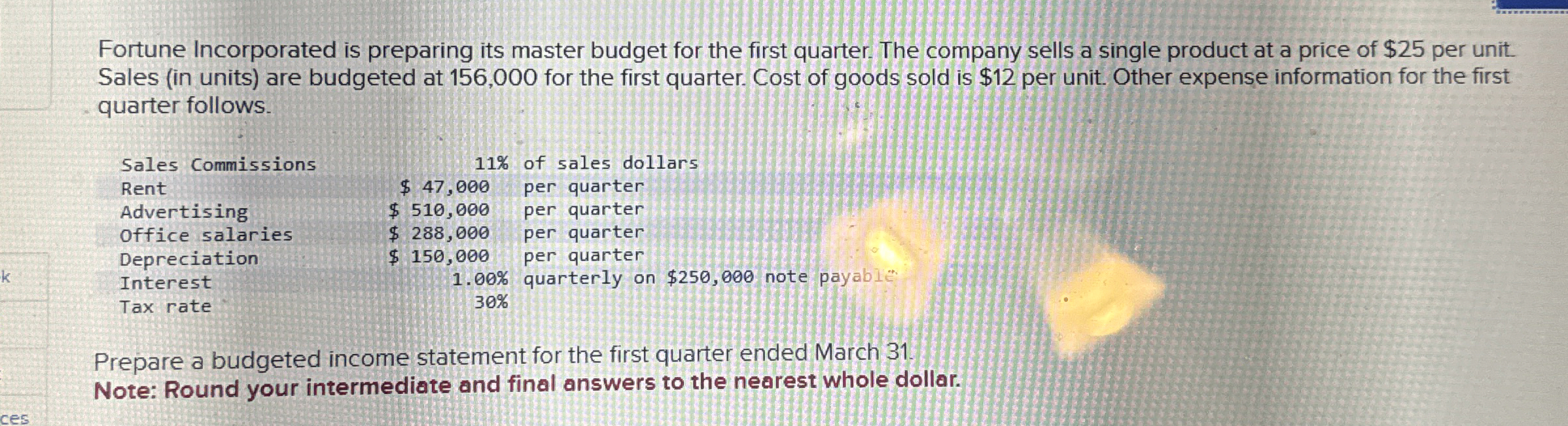 Fortune Incorporated is preparing its master