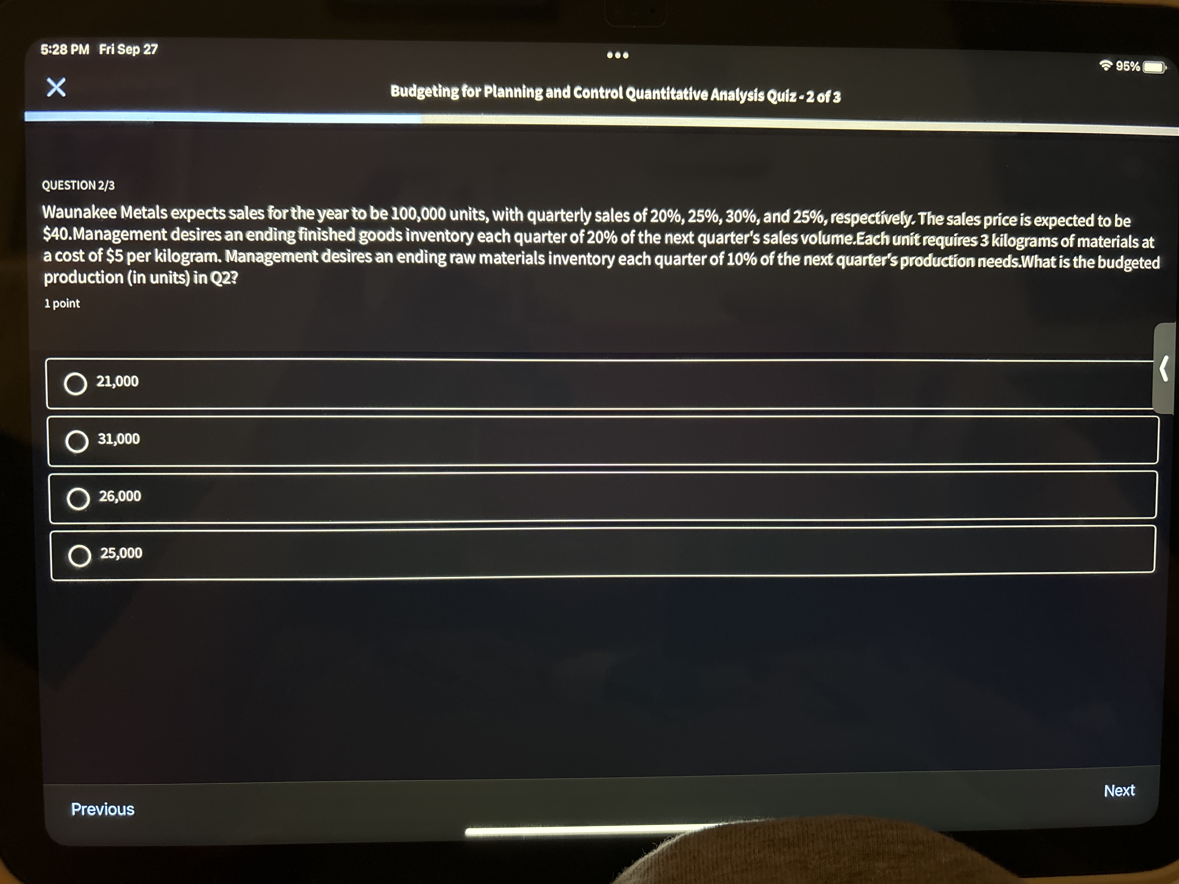 5:28 PM Fri Sep 27 . . . ~95% X Budgeting for