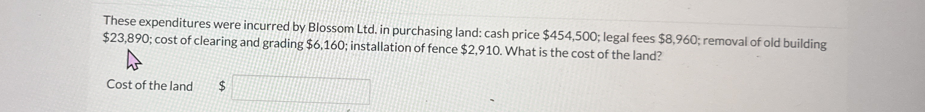These expenditures were incurred by Blossom Ltd .