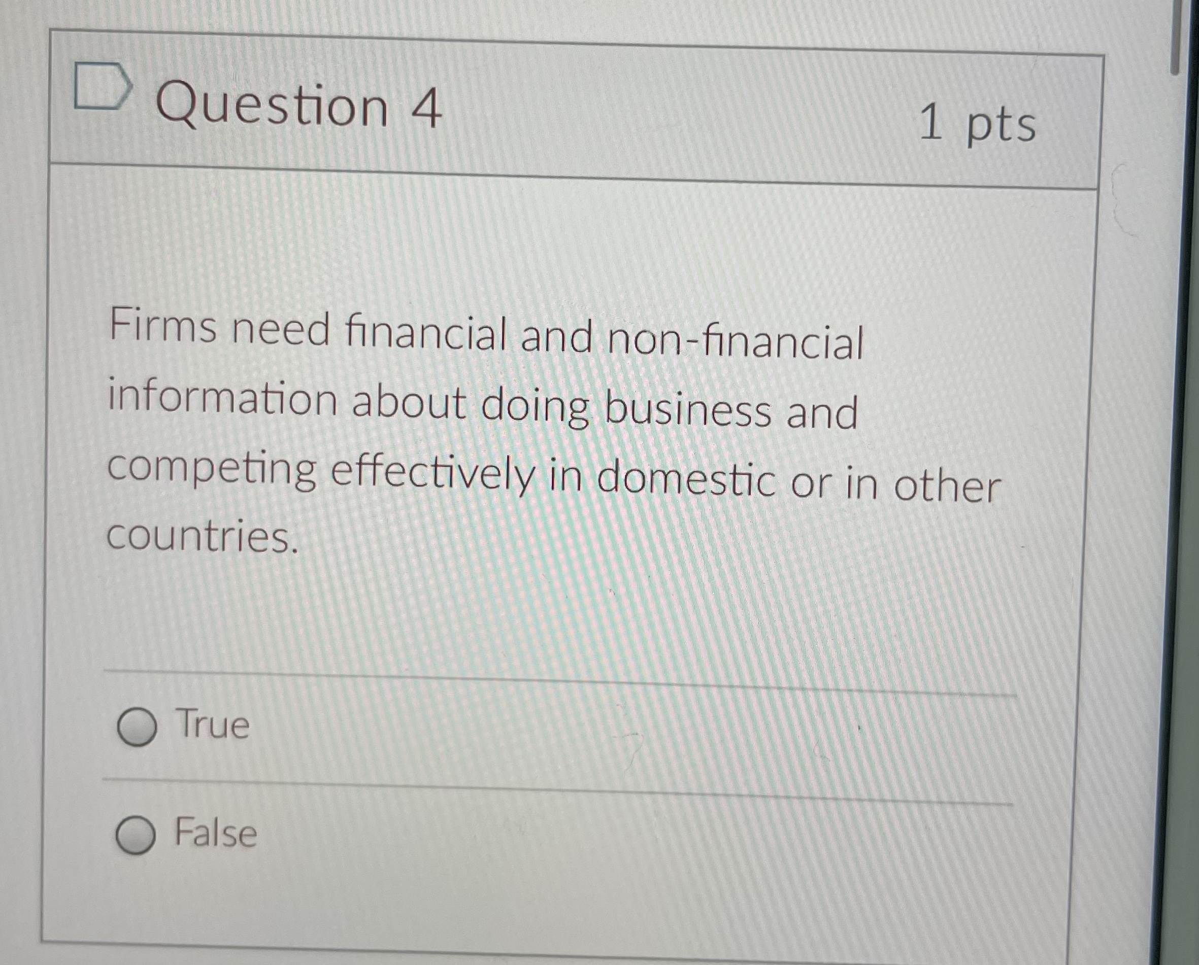 Question 8 1 pts A strategy is devised at the