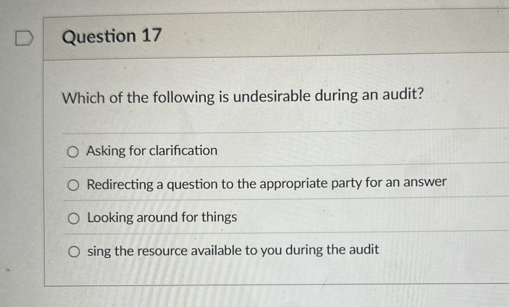 Question 1 7 Which of the following is