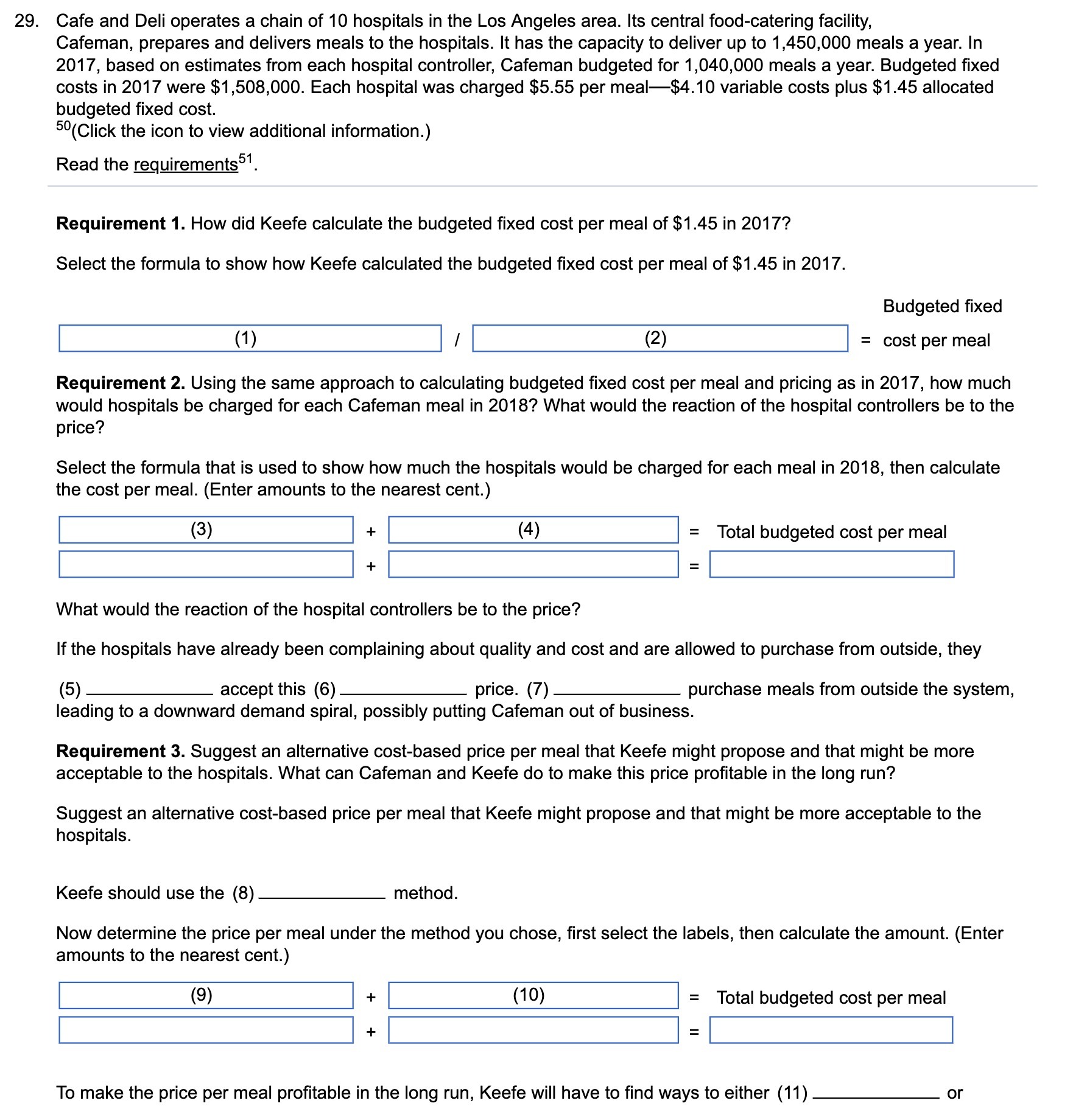 29. Cafe and Deli operates a chain of 10