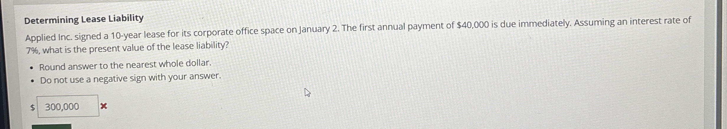Determining Lease Liability Applied Inc. signed a