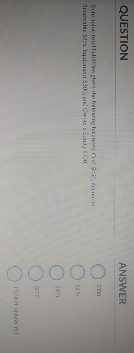 explain step by step QUESTION ANSWER $350