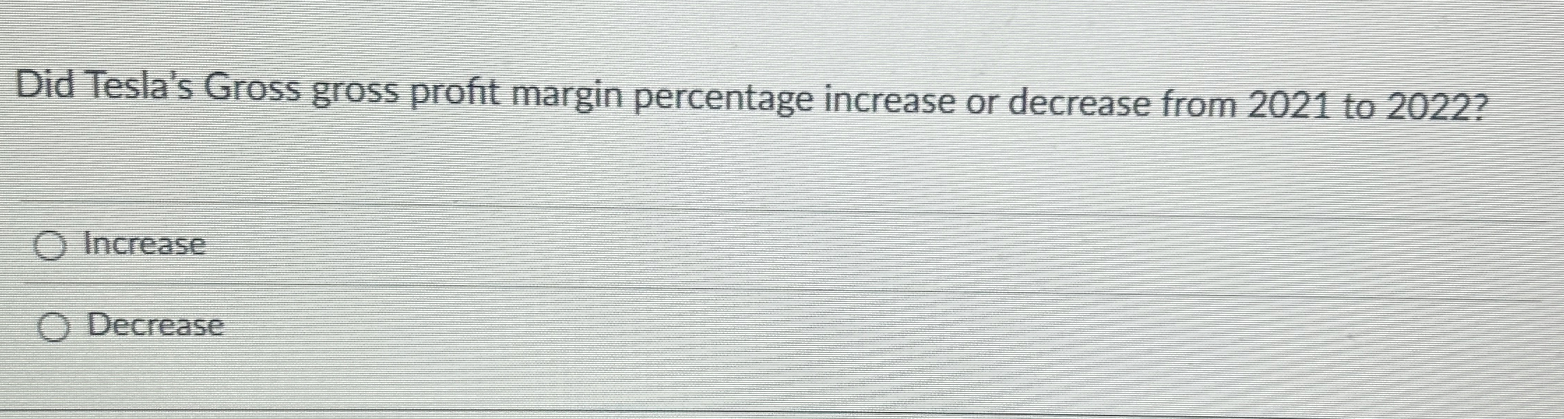 Did Tesla's Gross gross profit margin percentage