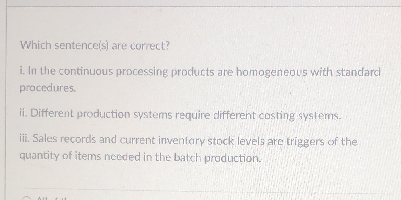 Which sentence(s) are correct? i. In the