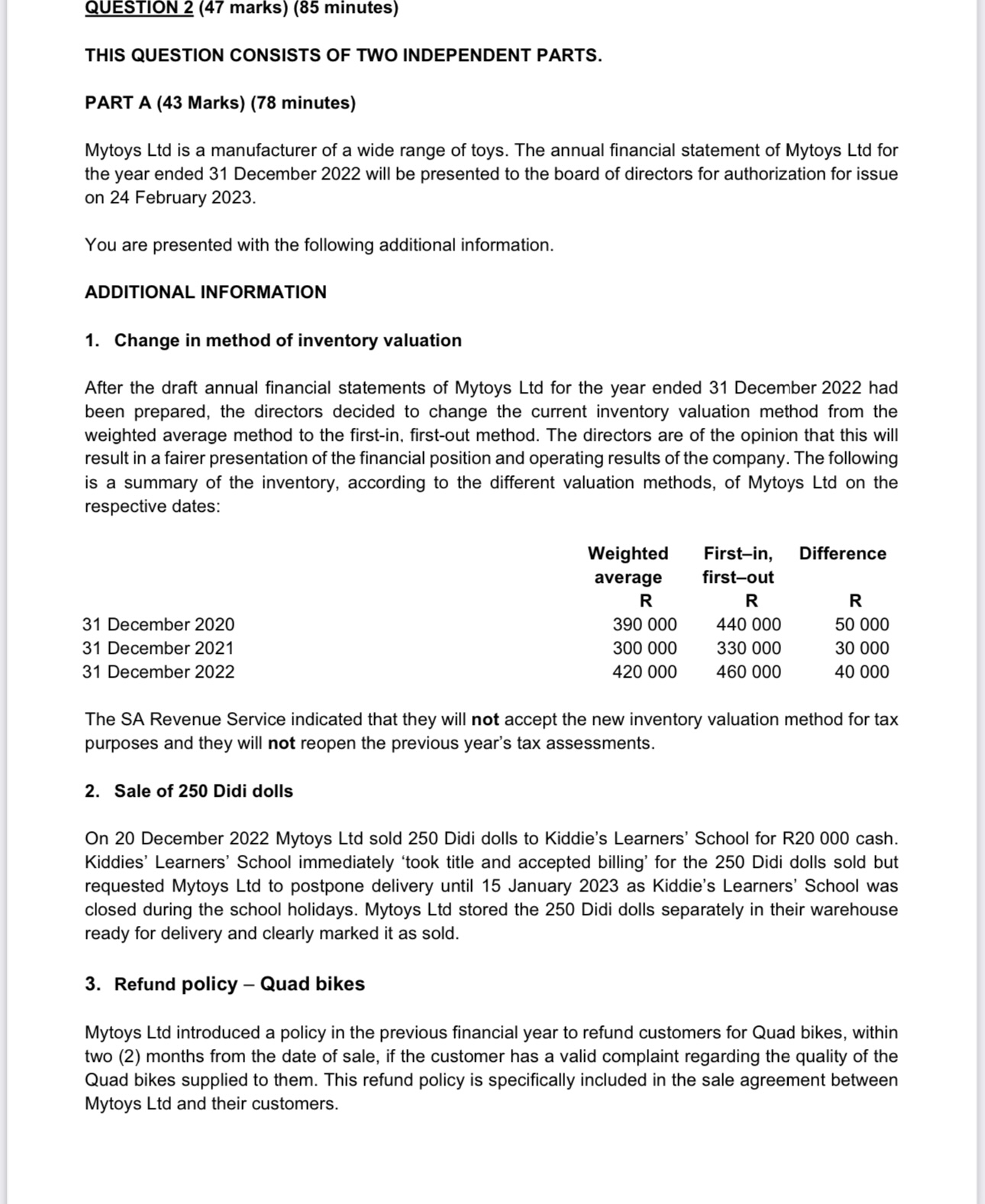 QUESTION 2 PART A (continued) Marks Discuss, with
