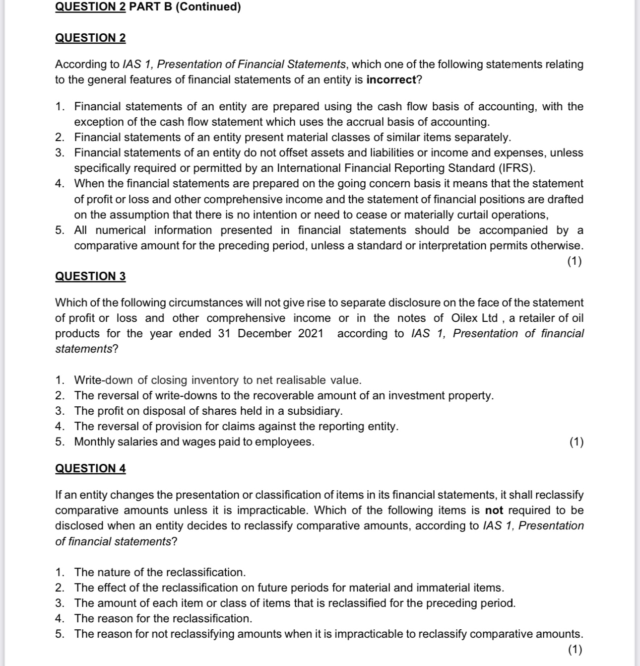 QUESTION 2 PART A (continued) Marks Discuss, with