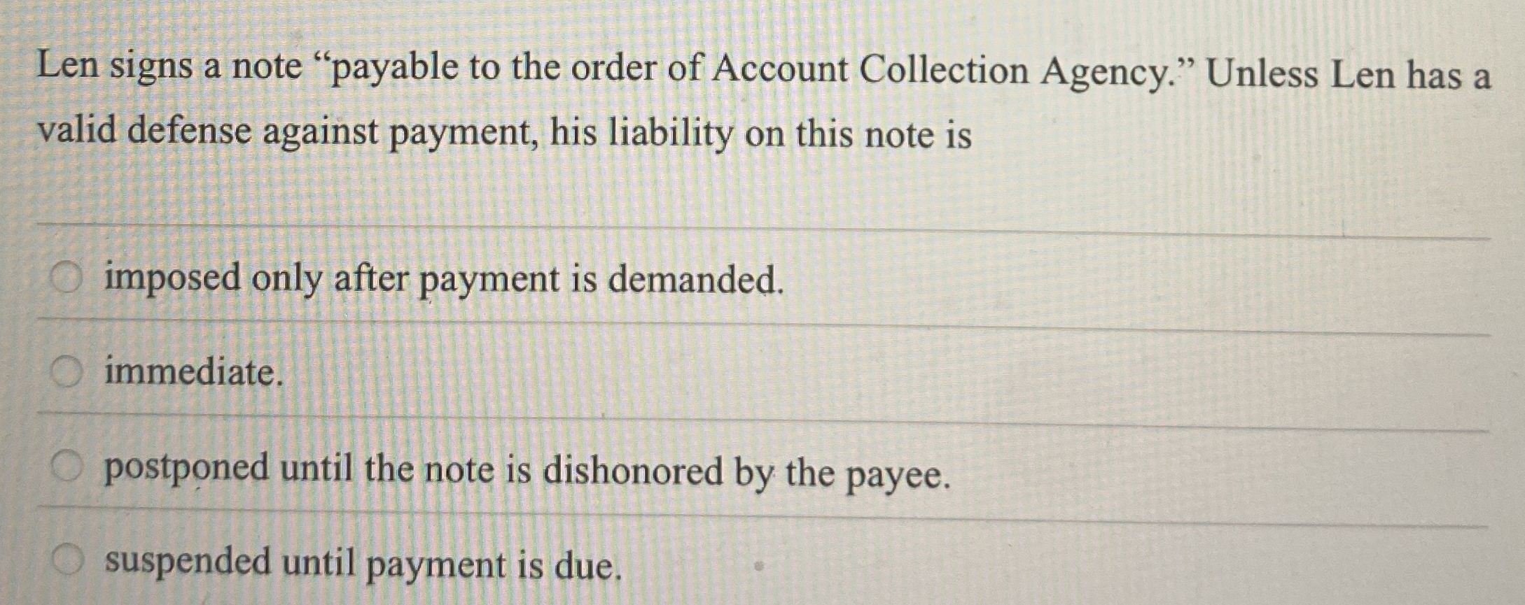 Len signs a note "payable to the order of Account