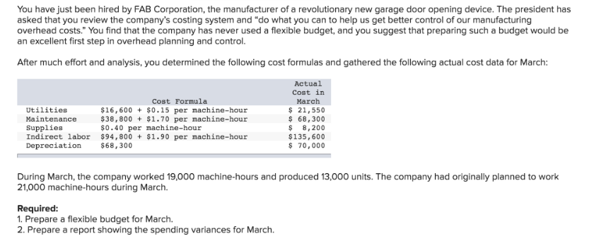 Please help You have just been hired by FAB