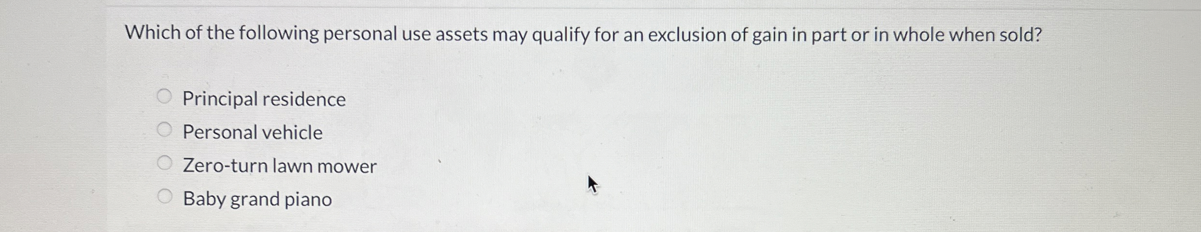 Which of the following personal use assets may