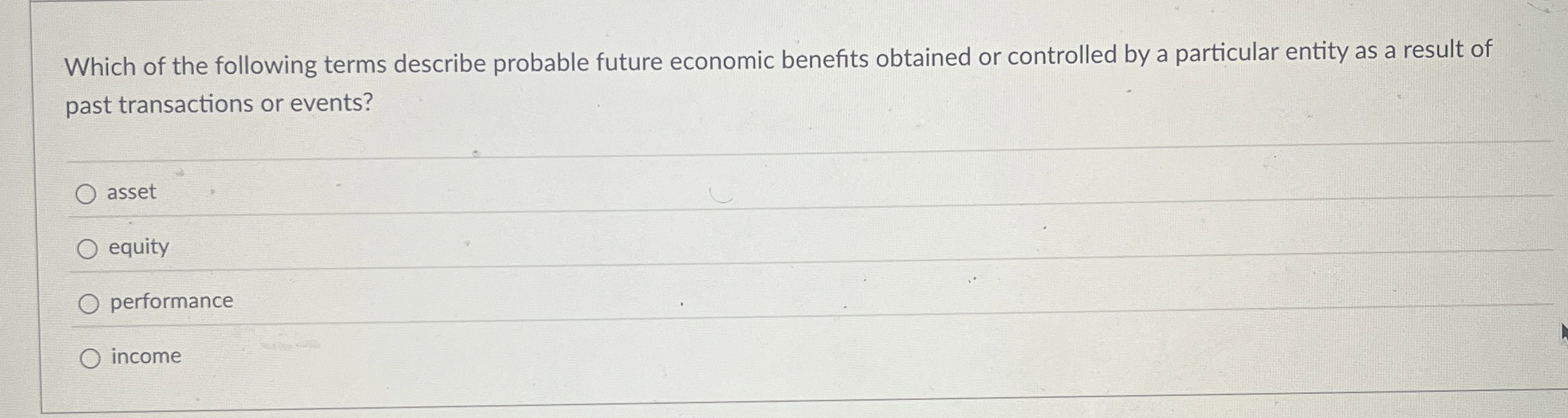 Which of the following terms describe probable