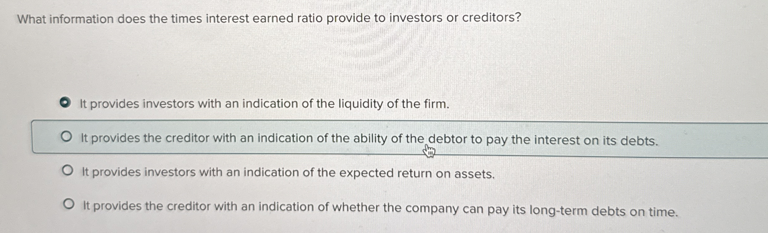 What information does the times interest earned