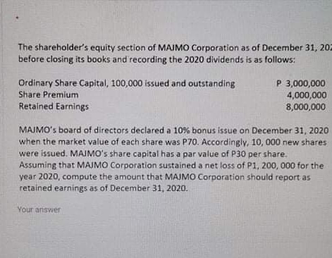 Corporation At the end of the accounting year.