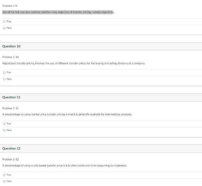 please answer it Problem 1-9 Use of the full cost