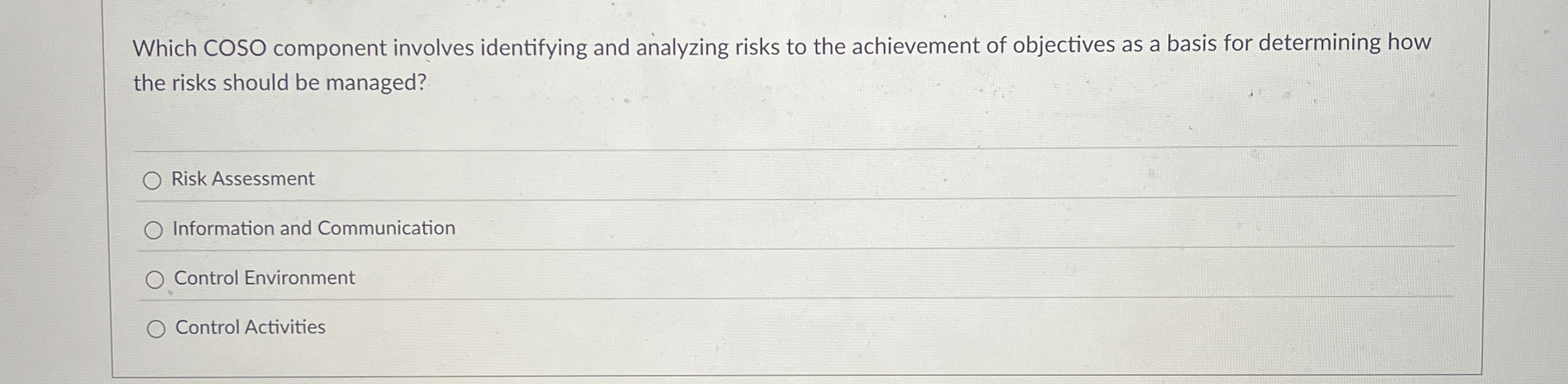 Which COSO component involves identifying and