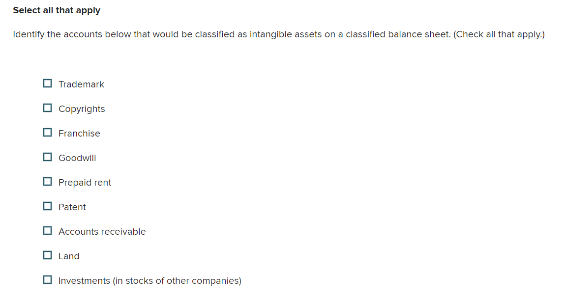 Select all that apply Identify the accounts below