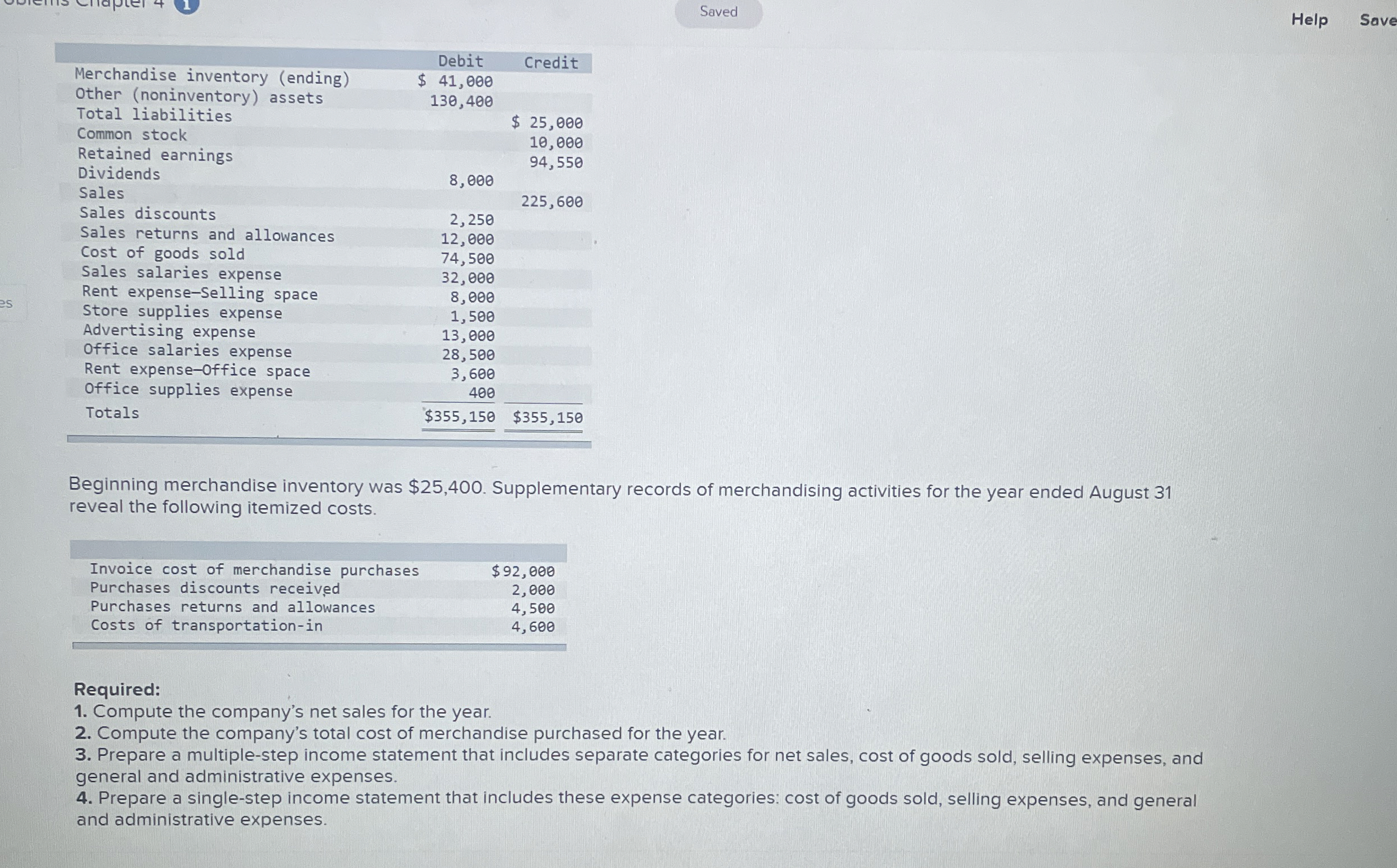 Saved \ table [ [ , Debit,Credit ] , [