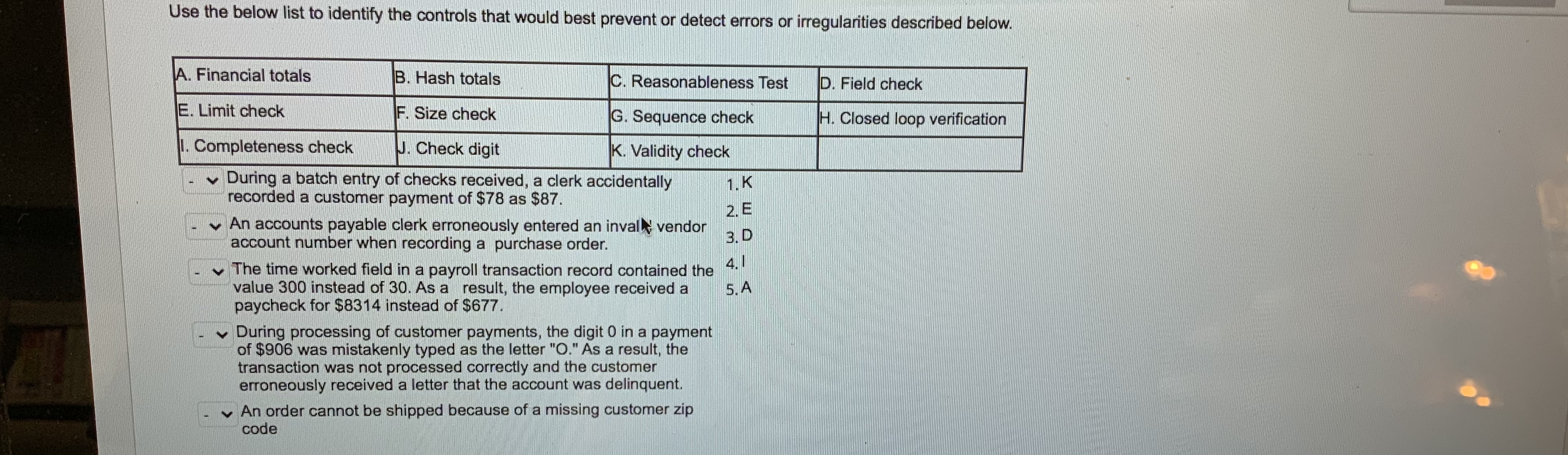 Use the below list to identify the controls that