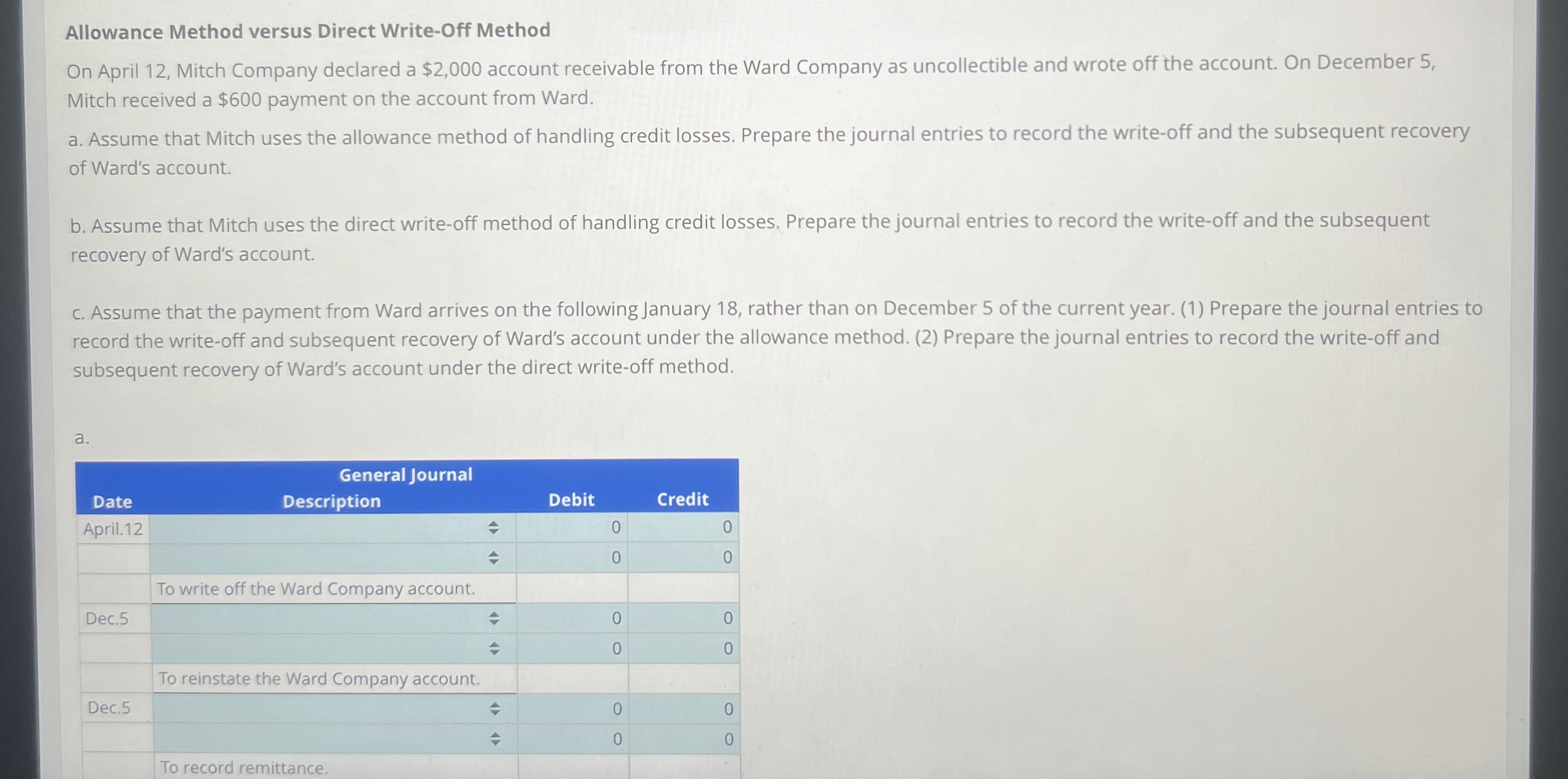 Allowance Method versus Direct Write - Off Method