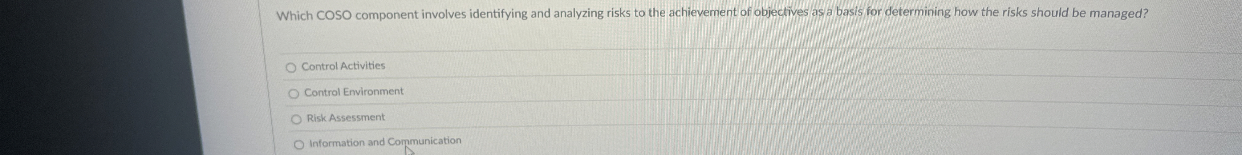 Which COSO component involves identifying and