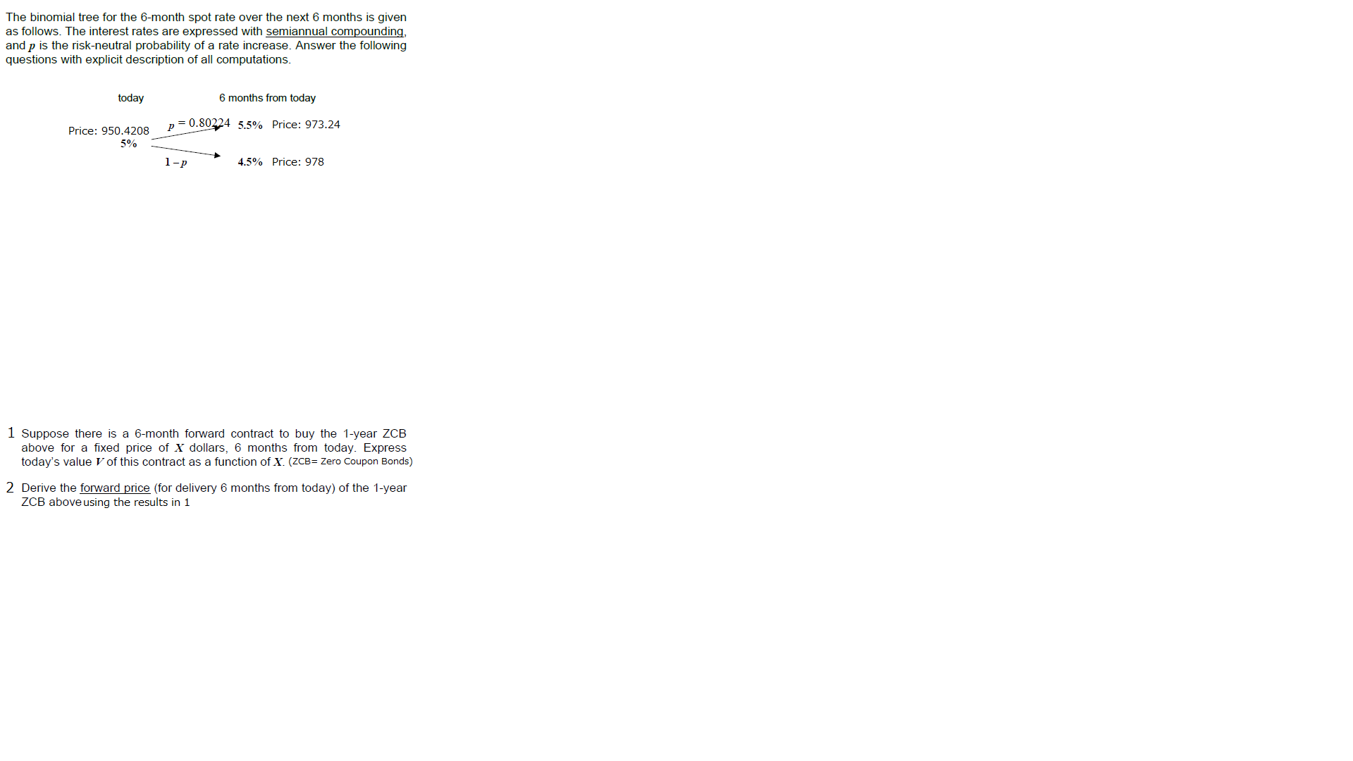 Please help me to answer this The binomial tree