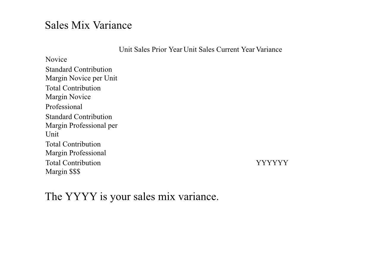 Create Tables and Label Each Question: Sales Mix