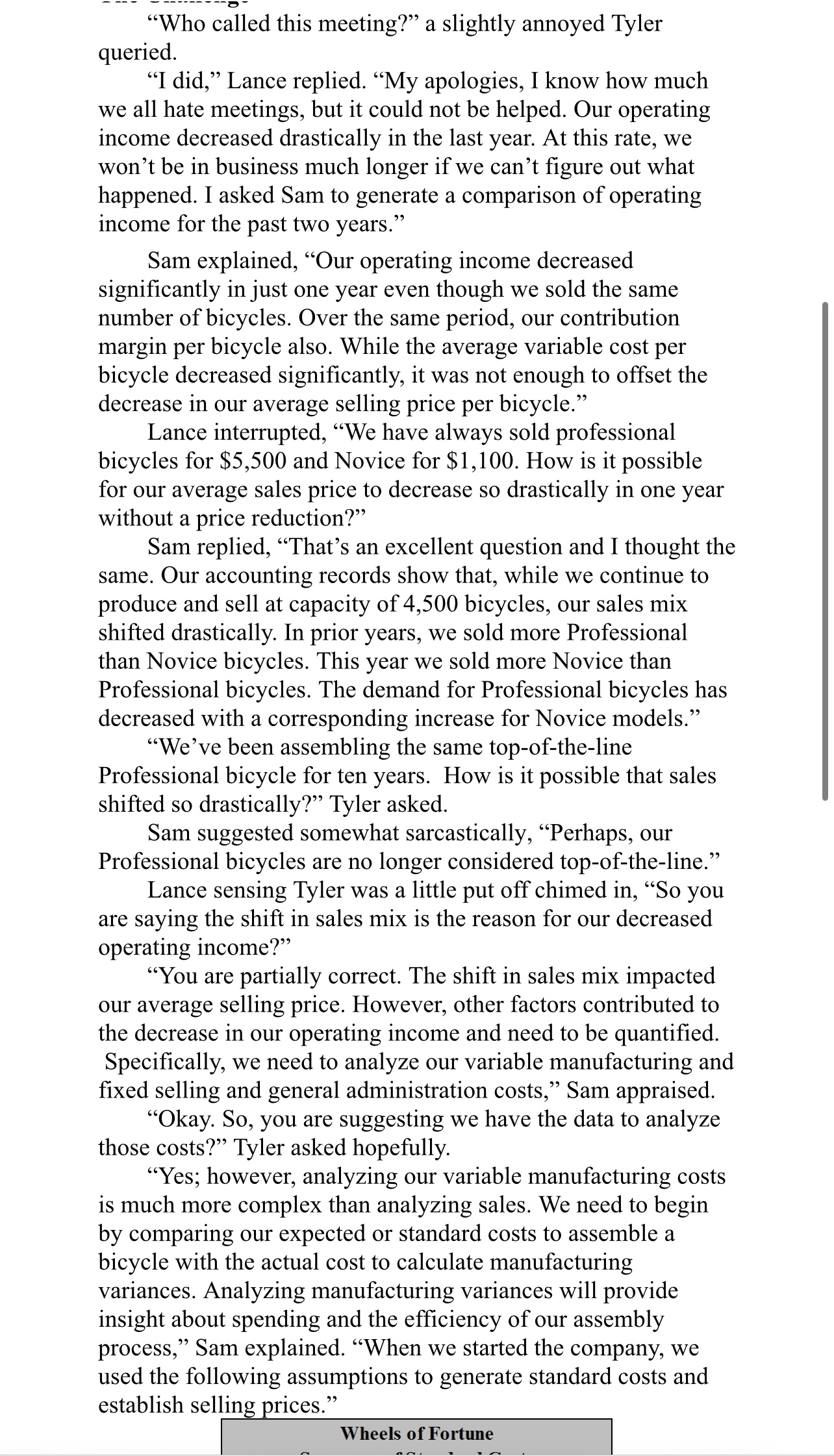 Create Tables and Label Each Question: Sales Mix