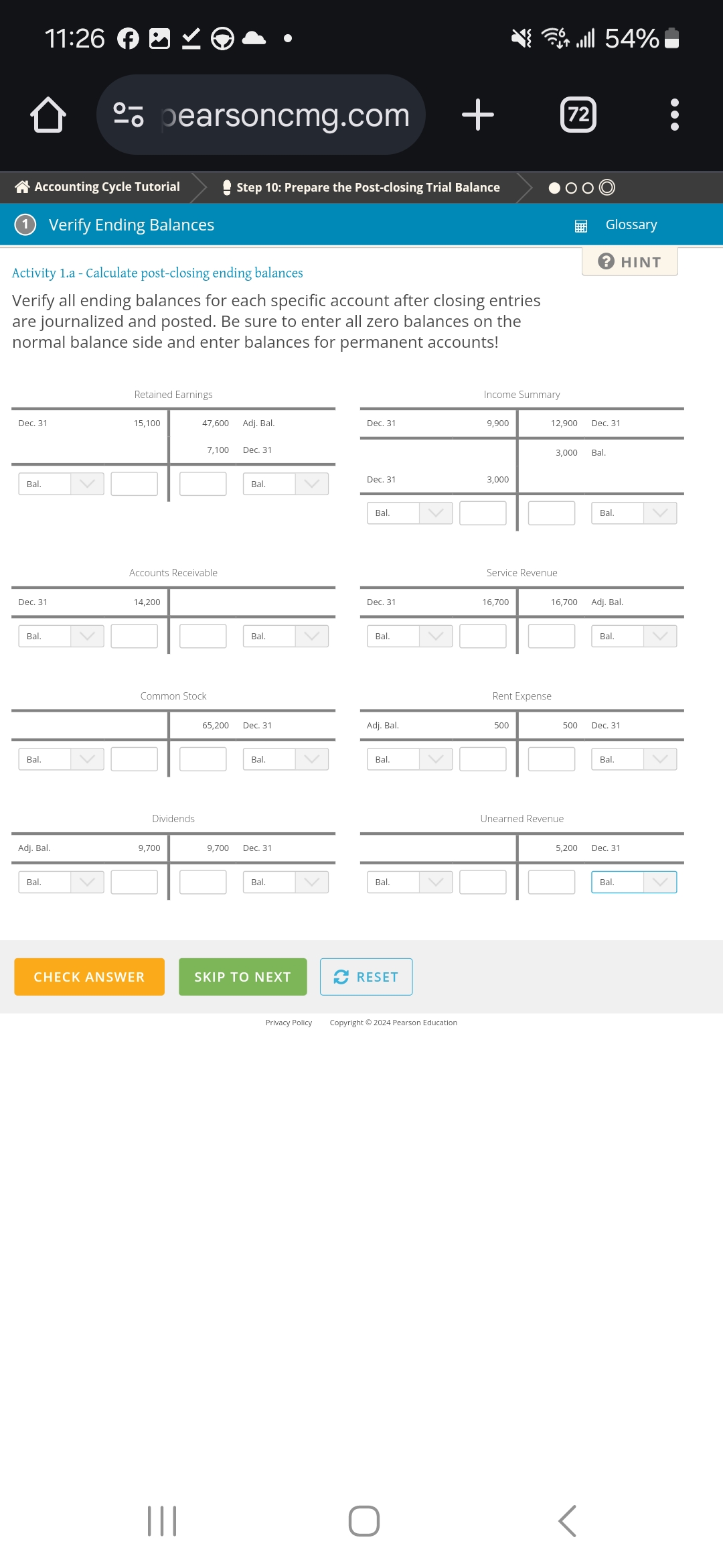 11:26 fa VO Or will 54% 27 pearsoncmg.com + 72 .