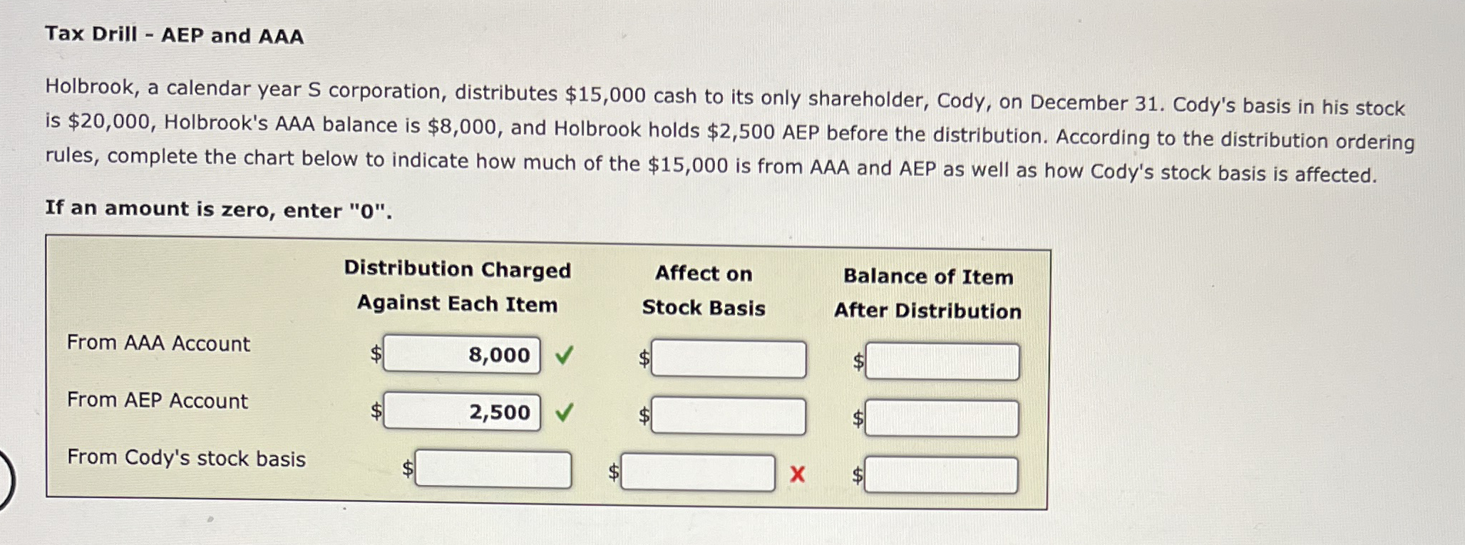 Tax Drill - AEP and AAA Holbrook, a calendar year